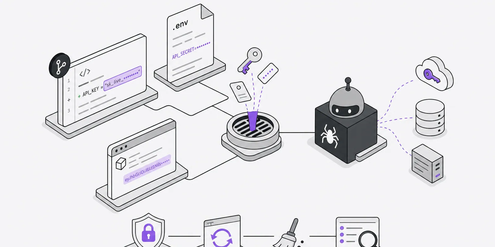 Fuites de secrets : clés d'API, tokens et credentials exposés