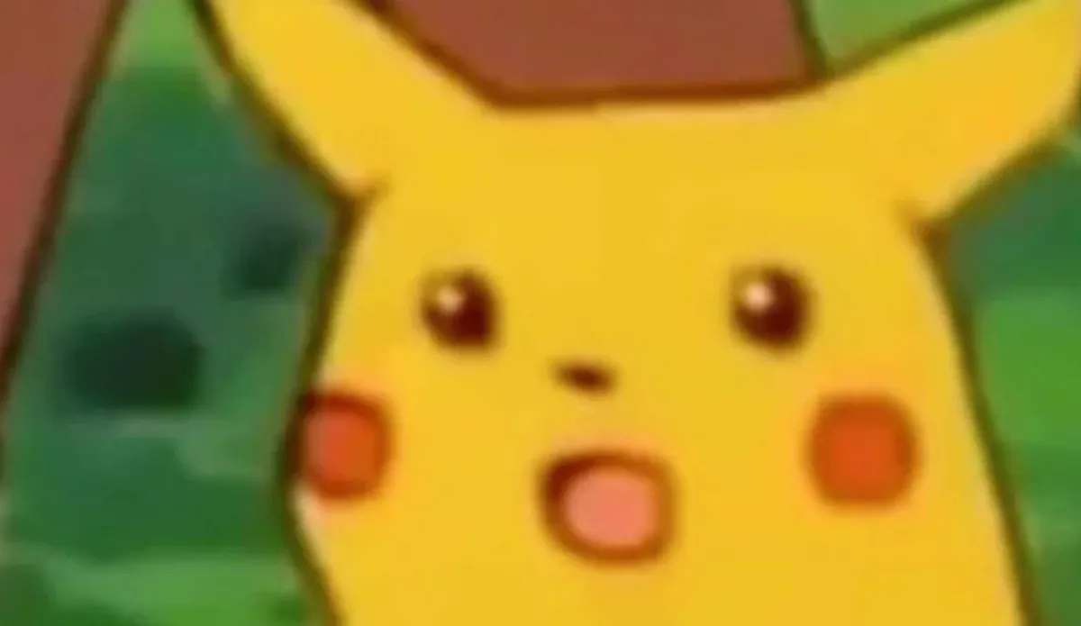 Pikachu surpris, bouche grande ouverte