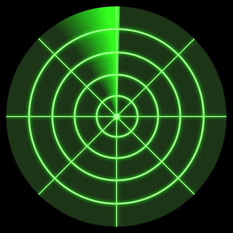 Écran radar vert qui balaie en continu
