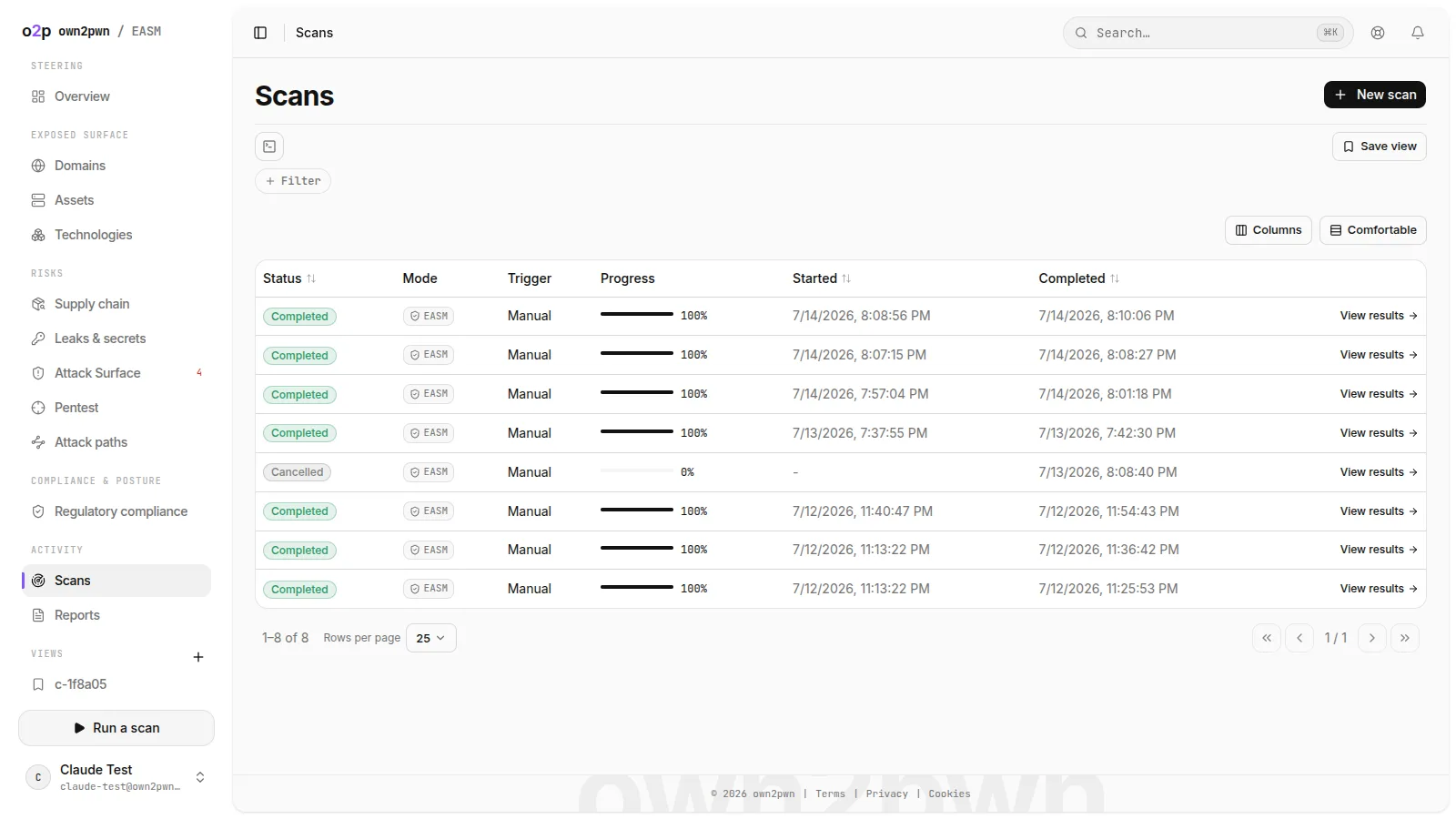 Automated scans, scheduled and on demand